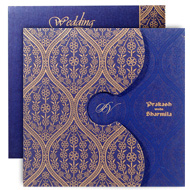 Exclusive Indian wedding invitation, Blue gold theme, Buy Indian wedding cards in UK